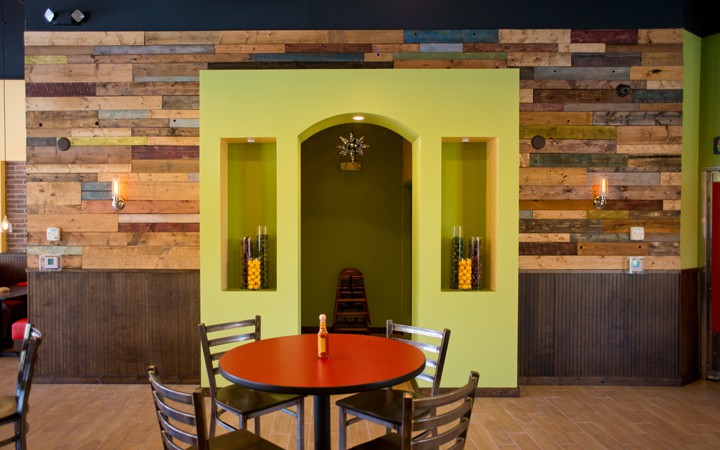 Coral Springs - Restaurant Interior, Wood Wall